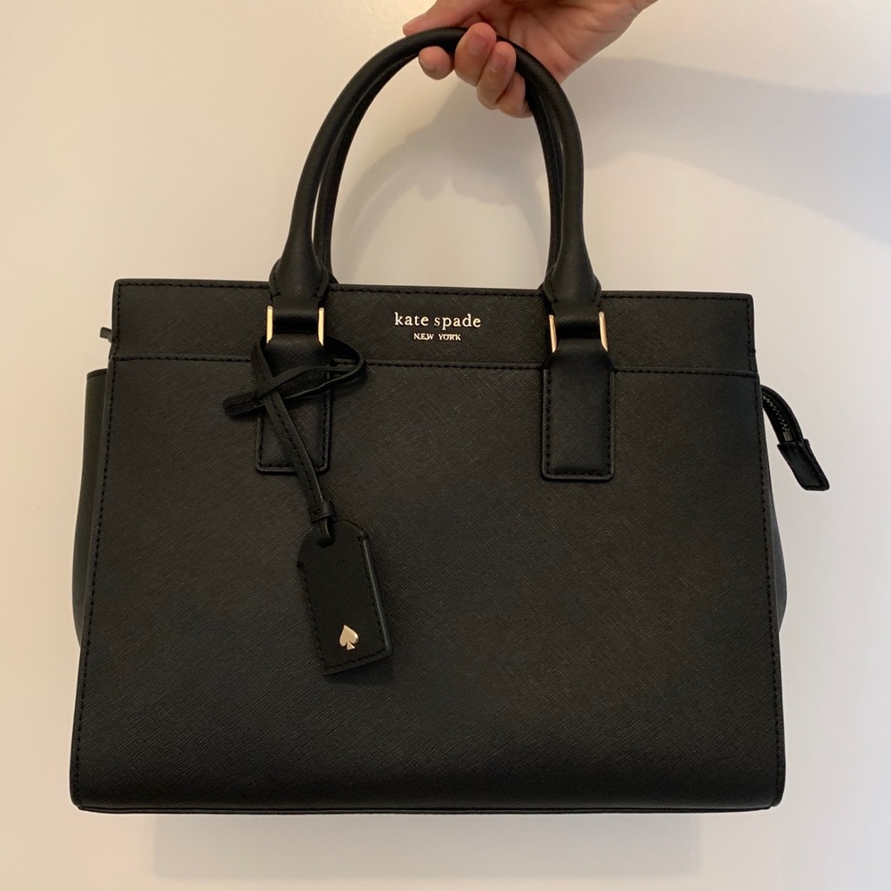 KATE SPADE CAMERON MEDIUM SATCHEL BLACK LEATHER - Picture 4 of 7